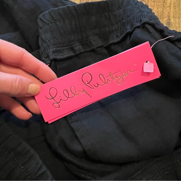 LILLY PULITZER Deri Black Linen Palazzo Pants L XL NWT - Picture 6 of 9